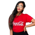 ACE-Red Cotton Coca Cola Printed T Shirt for Her. 