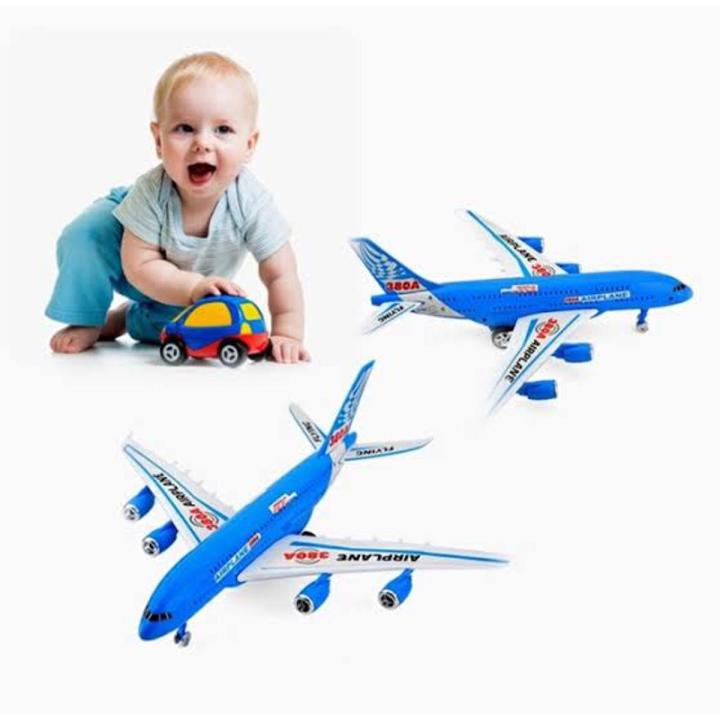 Rope-Pulling Blue Aeroplane Toy for Kids