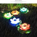 Solar Powered LED Flower Light Lotus Shape Floating Pond Garden Pool Lamp-bright red. 