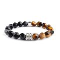 High Quality Tiger Eye Agate 10mm Faceted Stone Bracelet Stainless Steel Lucky Men's Beaded Bracelet. 