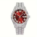 Hip Hop Avant-garde Luxury Artificial Diamond Quartz Men's Watch Fashion Casual Business Sports Golden Men's Watch, Ideal choice for Gifts. 