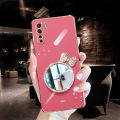 For OPPO F15 / OPPO Reno3 Back Cover + Bowknot Makeup Mirror Fashion Shiny Plating Square Bumper Bling Girls Phone Case Soft TPU Silicone Shockproof Back Cover. 