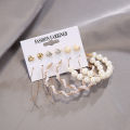 Fashion Gold Hoop Earrings Set Women Pearl Hoop Earrings Oversize Metal Circle Punk Earring Fashion Jewelry. 