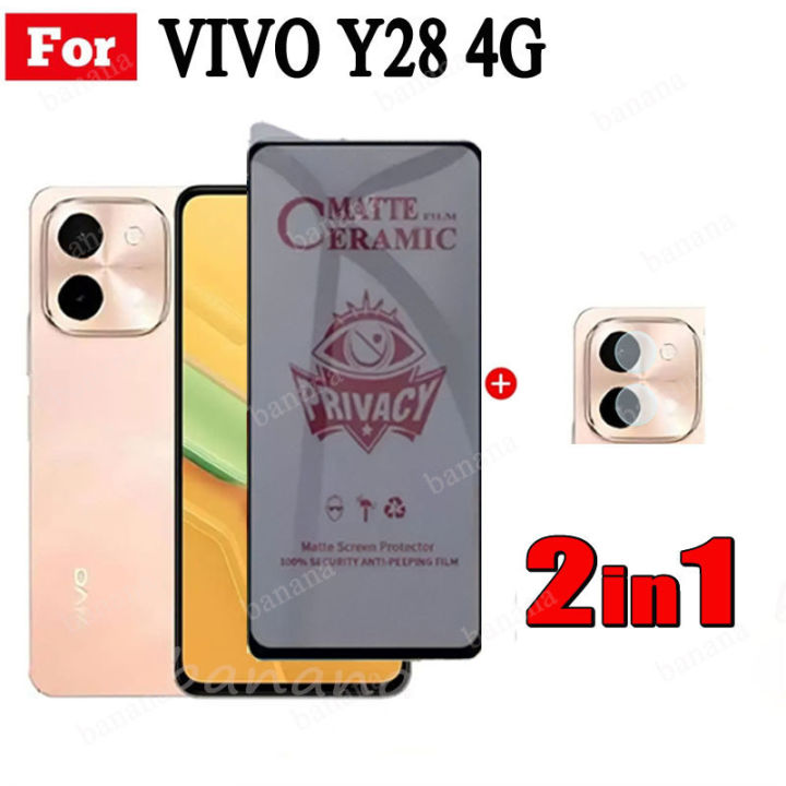 For Vivo Y28 4G Anti Peeping Tempered Glass Film for Vivo Y38 Y18 Y18E Y03 2 in 1 Camera Lens Glass Full Cover Screen Protector