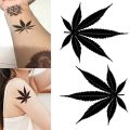 【Good-Love Store】1 piece clover maple leaf tattoo temporary geometric black tattoo. 