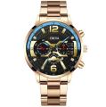 GENEVA Cross-border men's trend calendar watch three-eye men's steel strip quartz business watch manufacturers spot batch. 