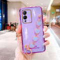 Maitus for Infinix Note 12 (G96) Back Cover with Bracelet Chain Love Heart Lanyard Fashion 6D Plating Shiny Girls Cases Soft Silicone Mobile Phone Protective Case. 