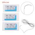 Silk Sutures Thread 12 Pieces Silk Braided Sutures Non Absorbable Needle Silk Suture Non-Injured Suture Medical Thread Suture First Aid Field Emergency Practice and Training Medical Instruments. 