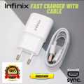 Infinix Original Fast Charging Vooc Charger with Charging Cable for All Infinix Mobile Phones. 