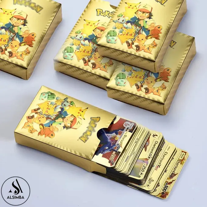 55-Piece Gold Foil Pikachu Pokemon Card Set - Rare TCG Cards For Collectors & Gifts
