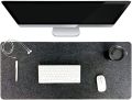 Customized Felt Desk Mat 10x35 inches Large Black Wool Desk Mat | Mouse Pad with Non-Slip Rubber Grip.. 