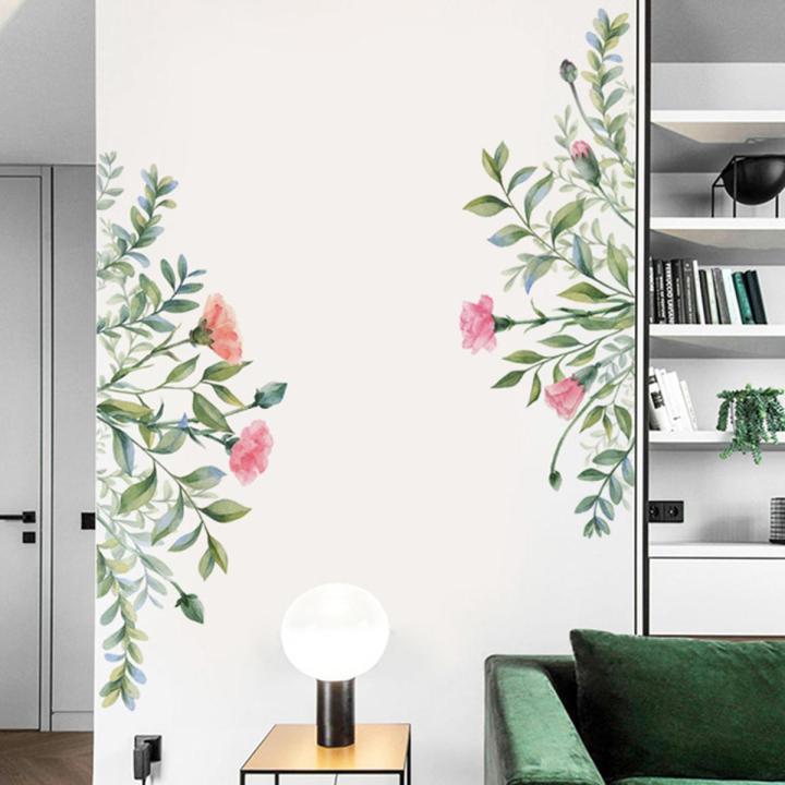 Plant Flower Leaves Self Adhesive Wall Sticker Home Living Room Background Decal