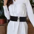 Wide Elastic Belt Solid Color Girdle Corset Dress Belt for Women Ladies Black. 