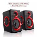 Computer Speaker with Heavy Bass,Subwoofer, Volume Control, 3.5mm Audio, USB Wired Powered Built-in Four Loudspeaker Diaphragm Multimedia Speaker for PC/Laptops/Desktop/BACER For Computer (Color - RED & Blue). 