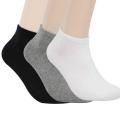 3 Pair Ankle Socks  - Plain Cotton Mens Short Male sock - black/white/gray. 