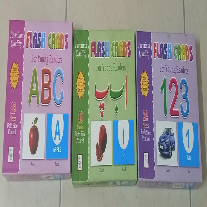 Flash Cards Alphabets ABC, Numbers 123, Urdu Alphabets Alif Bay Pay with Pictures For Toddlers Books for Kids Learning Education 5.0 inches x 7.5 inches Art# M247-Any-1Pkt-Toy-004