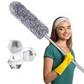 Microfiber Feather Duster Extendable Cobweb Duster with 100 inches Extra Long Pole, Bendable Head & Scratch-Resistant Hat for Cleaning Ceiling Fan, High Ceiling, Blinds, Furniture & Cars. 