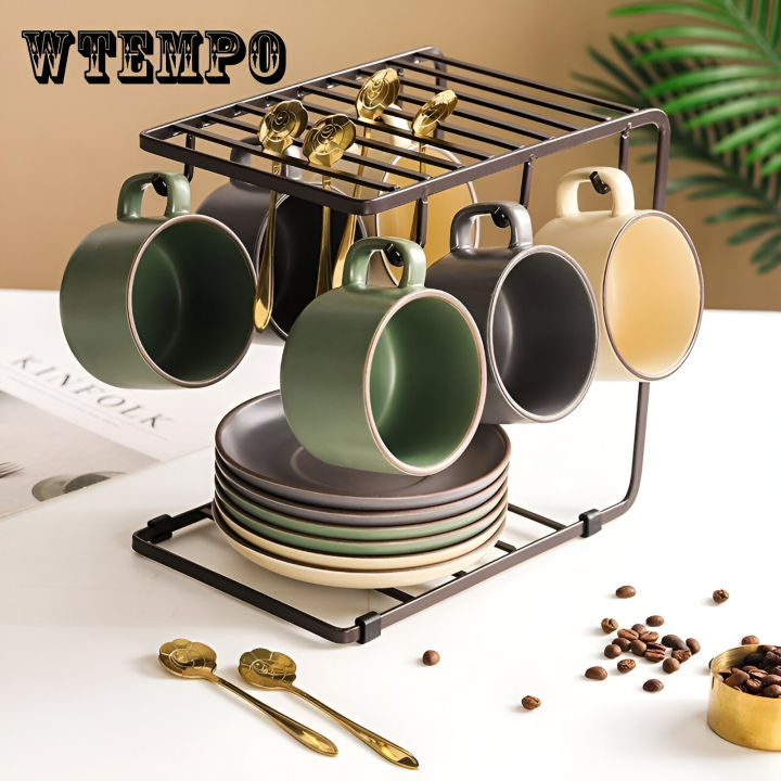 dining%20table%20stand%20-%20Iron%20Coffee%20Rack%20Organizer%20with%206%20Hooks,%20Metal%20Drying%20Dish%20Rack,%20Cup%20Holder,%20and%20Plate%20Holder%20for%20Kitchen%20Cabinet,%20Stainless%20Steel%20Cup%20Stand%20-%20Image%206