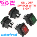 KCD4 T85 220V 16A heavy duty red blue green IP68 waterproof led toggle switch 4pins on off marine freeze rocker switch, Water proof switch for local UPS ,Submersible Pump ,DP Box & China Welding machine. 