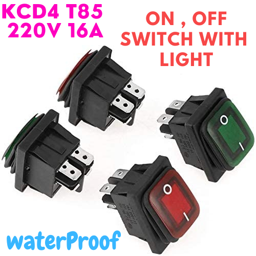 KCD4 T85 220V 16A heavy duty red blue green IP68 waterproof led toggle ...