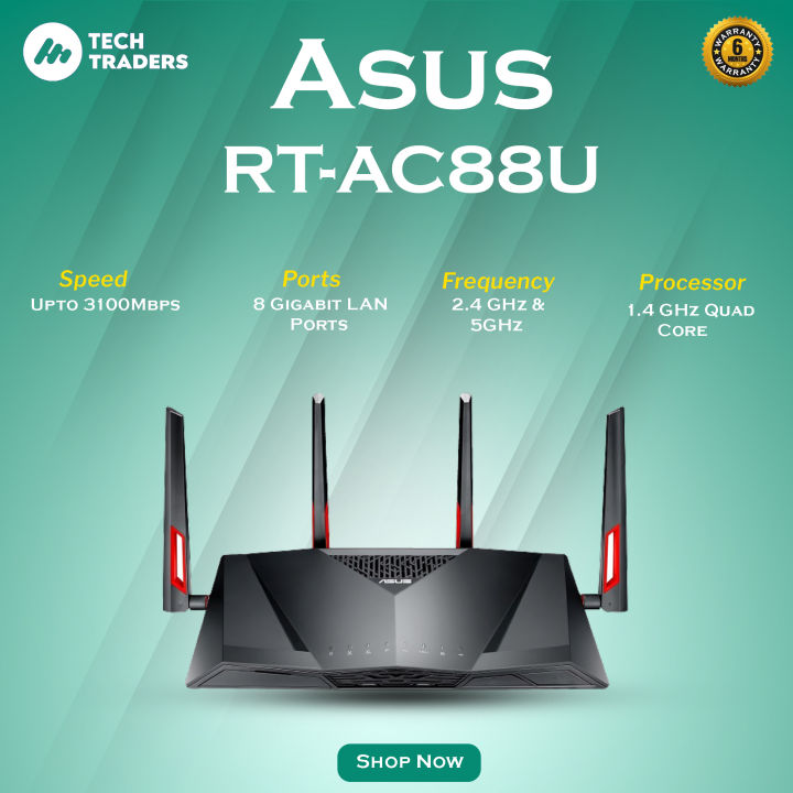 Asus Router ASUS RT-AC 88U Dual Band Gigabit WiFi Gaming Router AC3100 In Pakistan (Box Pack)  Asus Gaming Router, Wifi Gaming Router, Wifi 6 Router, Wifi5, Wifi 5 Router Best Router in Pakistan,