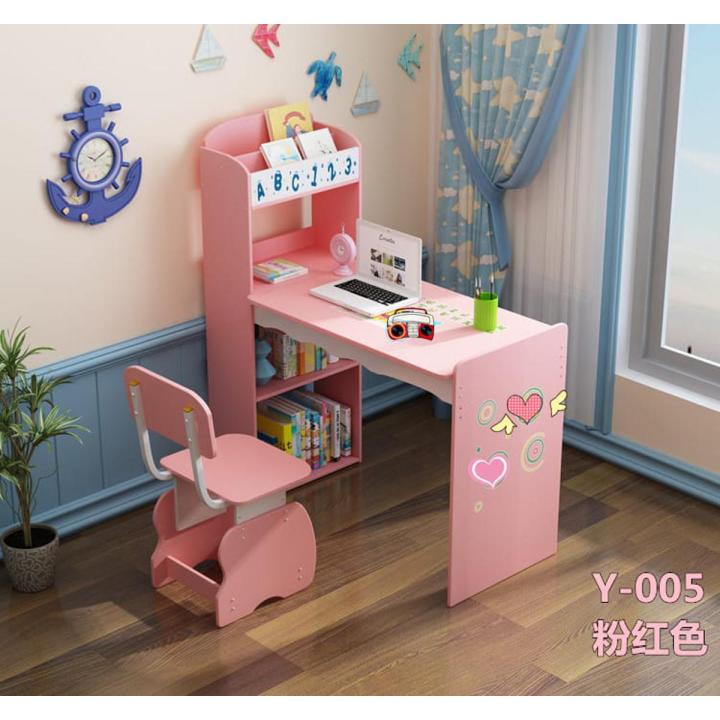 High Gloss Study Computer Desk Home Kids Computer Table Study Table Workstation With chair  2 in 1(Customized)