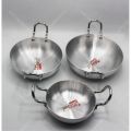 Baby Wok Set Pack Of 3 Karahi Silver Steel Karahi For Cooking And Serving On Table Wok Set Baby Pack Of 3. 