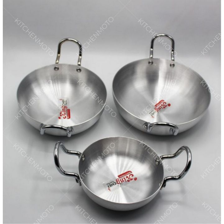 Baby Wok Set Pack Of 3 Karahi Silver Steel Karahi For Cooking And Serving On Table Wok Set Baby Pack Of 3
