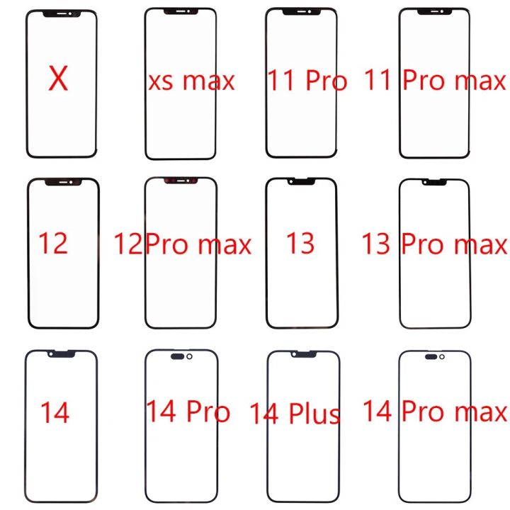 1pcs Front Screen Touch Glass+OCA For iPhone X XS XR Max 11 Pro Max 12 13 14 Mini Pro Touch Screen