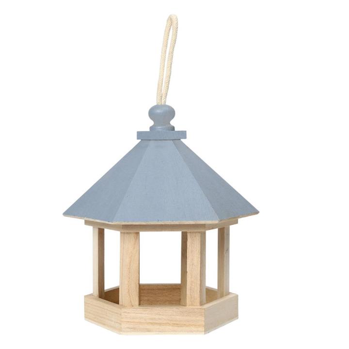 Wooden Hanging Bird Feeder Peanut Food Container Garden Outdoor Feeding Tool