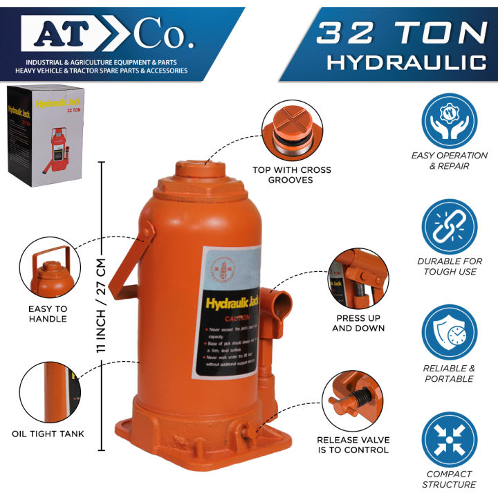 Car Hydraulic Jack With Manual Handle Heavy Duty 32 Ton, Adjustable Vertical Hydraulic Bottle Jack, Autogear Heavy-duty Lifting Hydraulic Bottle Jack For Automobiles