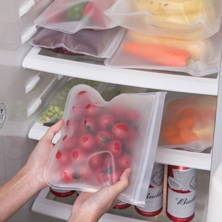 PEVA silicone food storage bag containers reusable freezer bag zip lock bags kitchen organizer pouch silicone food bag