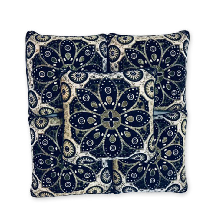 Velvet Jacquard Cushion Covers Set of 5 16 x 16 Inches Washable with Back Zip Closure