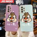 JIUMOO For Samsung Galaxy A32 4G Case Cartoon Cute Squirrel Luxury Plating Side Phone Cases Pattern Silicone Casing Full Cover Camera Protection Shockproof Softcase. 