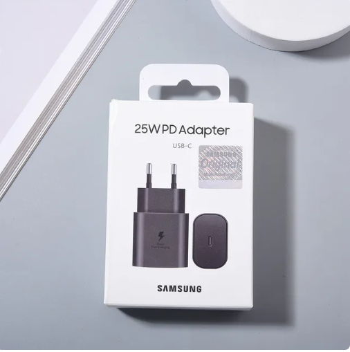 Official 25W PD Adapter (USB-C) For SAMSUNG Mobile phones (Black) (OEM EP-TA800)
