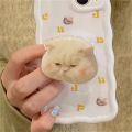 Korean Cute Sad Cat Griptok Bracket For iPhone 15 Korean Cartoon Lovely Kitty Phone Holder Ring Support Stand Grip Tok Gift. 