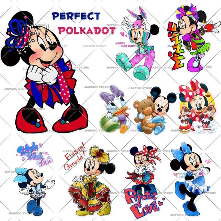 Minnie Mickey Mouse Patches for Clothes T Shirts Fashion Disney Iron-on Transfers for Clothing Heat Transfer Stickers Appliqued