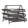 3-Tier Letter Tray Organizer – Wire Mesh Paper Tray for Home or Office, Black. 