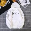 White Flower Printed Fleece Full Sleeves Pull Over Hoodie For Women Best Quality. 