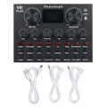 V8 Plus Live Sound Card with Audio Cable USB Cable BT Accompaniment Sound Effects Universal for Phone Computer. 