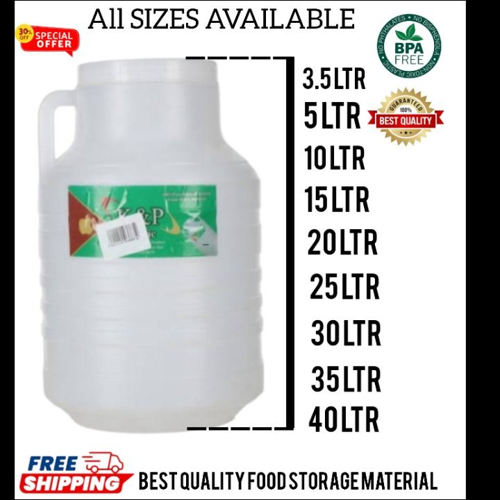 Water Gallon Bottle Plastic Container Multiple Sizes