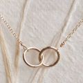 Silver/Golden Simple Double Ring Pendant Necklace/Chocker for Girls/Women. 