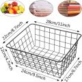 Set of 2 Wire Storage Basket Bins Organizer, Metal Wire Basket Freezer Storage Organizer Bins with Handles for Kitchen Cabinets, Pantry, Closets, Bedrooms, Bathrooms,Freezer,28.5x22x12cm. 