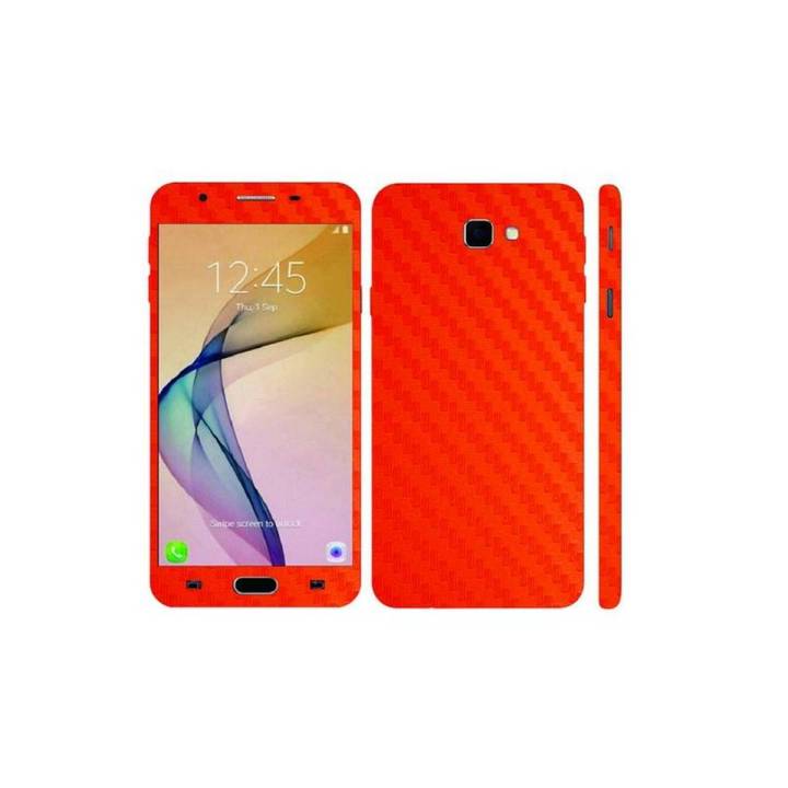 Samsung Galaxy J7 Prime Orange Carbon Fiber Texture Mobile Skin