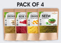 Pack of 4 Multani Mitti + Rose Powder + Neem powder + Orange Peel powder. 