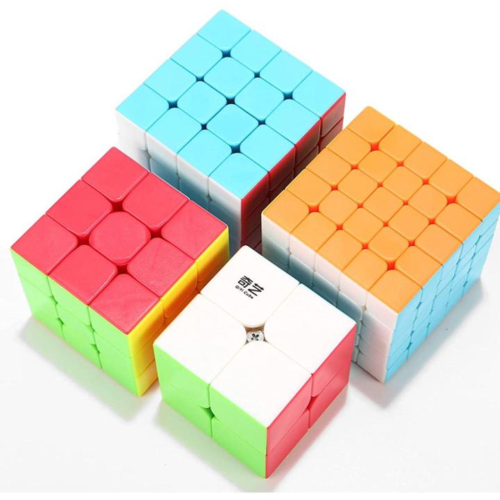 Combo Cube Set of 2x2 3x3 4x4 5x5 High Speed Stickerless Pizzle, Multicolor