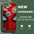 Jizetin for iPhone 7 Plus iPhone 8 Plus Back Cover Spider Man Lambskin Texture PU Leather Back For Girls Boys Soft Phone Case. 