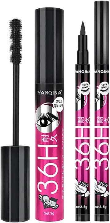 YANQINA%2036H%20Mascara%20and%20Eyeliner%20Set%202%20in%201%20for%20Women%204D%20Fiber%20Waterproof%20Mascara%20and%20Eyeliner,%20No%20Smudge%20Eye%20Makeup%20set%20-%20Image%204