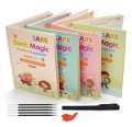 Set of 4 Sank Magic Learning Book with Magic Pen & 10 refills, Practice book For Montessori children-Tracing Handwriting First Learning Books for Kids--Children's Notebook For Calligraphy. 