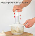 Hand chopper Manual Food Chopper, 1500ML Speedy Chopper with 3 Curved Stainless Steel Blades, Handheld Vegetable Chopper/Mincer/Blender to Chop Fruits Onions/Nuts/Ginger/Herbs/Garlics/Vegetables. 